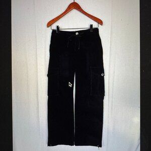 Vintage GAP Black Cotton Corduroy Low Rise Wide Leg Cargo  Size 4